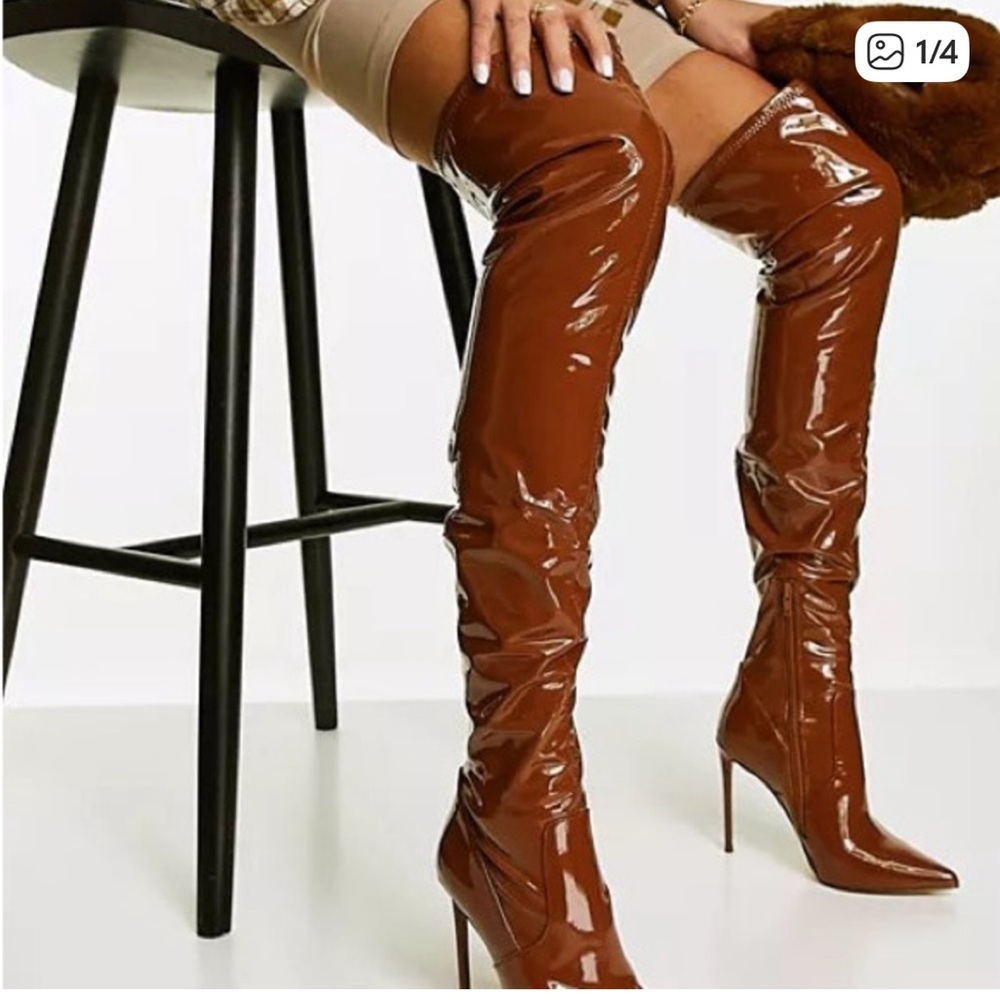 Steve Madden over the knee cognac boots